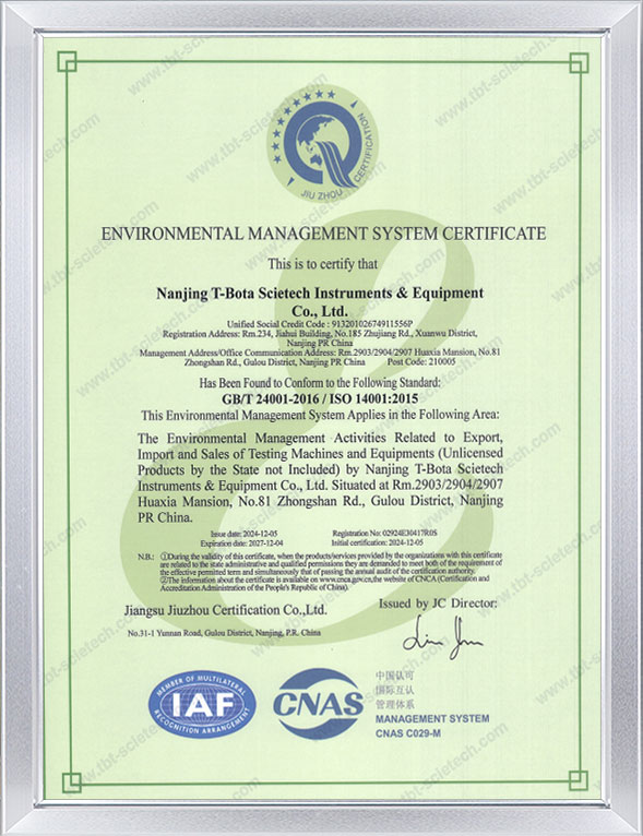 <div style="text-align: center;">Chứng chỉ TBT ISO14001</div> 